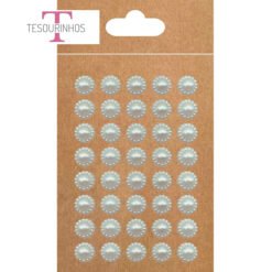 Meias Pérolas Flor Marfim 8mm – 40 pcs