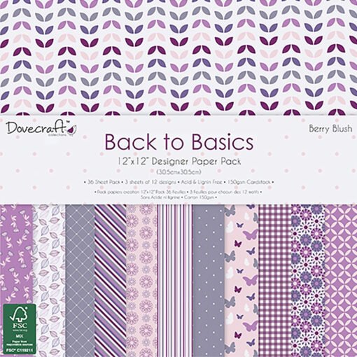 Dovecraft Papel de Scrapbooking Berry Blush 30x30cm