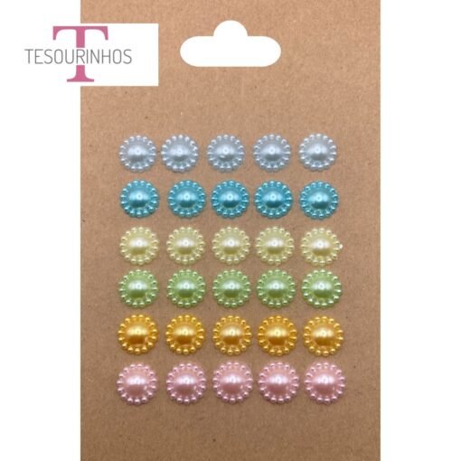 Meias Pérolas Cores Pastel 13mm - 30 pcs