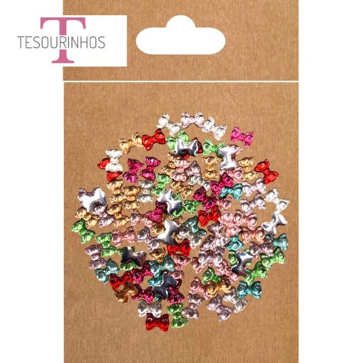 Mini Laços Brilhantes Coloridos 9mm – 100 pcs