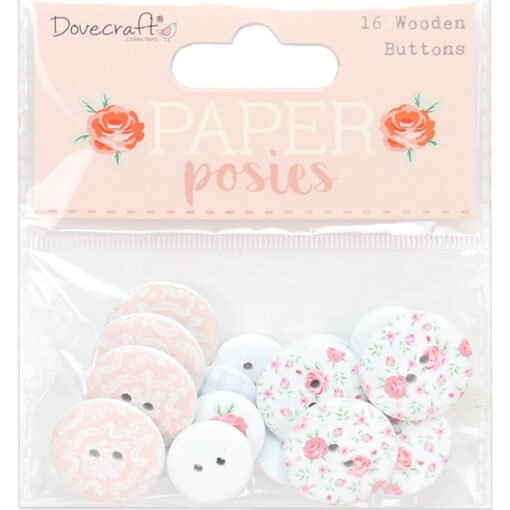 Dovecraft Botões de Madeira Paper Posies