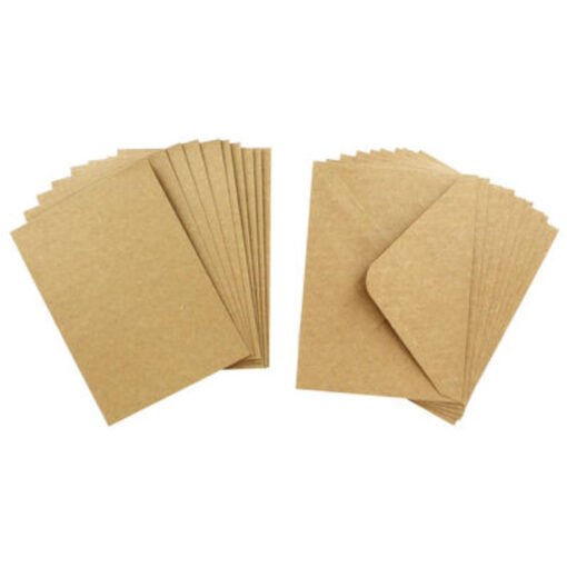 Pack com 10 Cartões e Envelopes Kraft - 12x17cm
