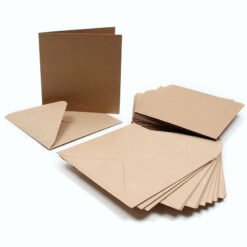 Pack com 10 Cartões e Envelopes Kraft - 15x15cm