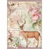 Stamperia Papel Arroz A4 Pink Christmas - Deer