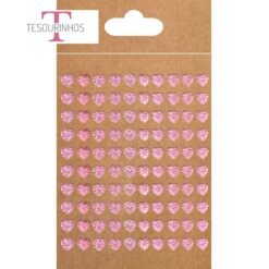 Corações Brilhantes Rosa 9mm – 100 pcs