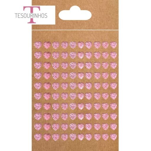 Corações Brilhantes Rosa 9mm – 100 pcs