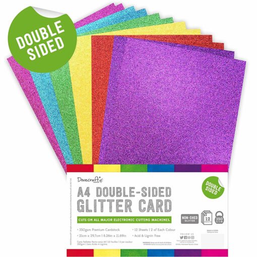 Dovecraft Cartolinas Glitter A4 Dupla Face Rainbow Bright