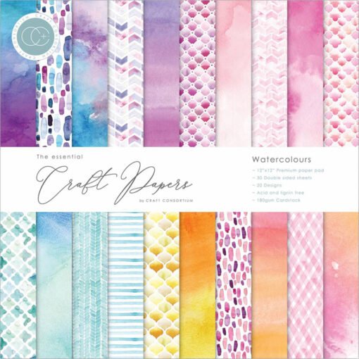 Craft Consortium Papel de Scrapbooking Watercolours 30x30cm