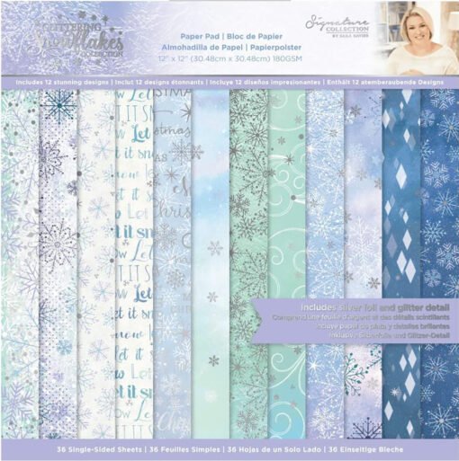 Crafter's Companion Papel de Scrapbooking Glittering Snowflakes 30x30cm