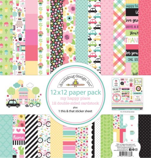 Doodlebug Design Papel de Scrapbooking My Happy Place 30x30cm