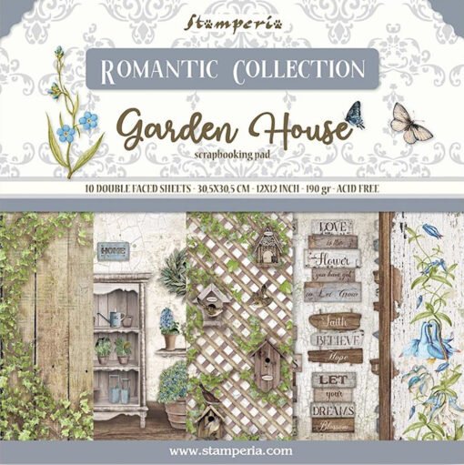 Stamperia Papel de Scrapbooking Romantic Garden House 30x30cm