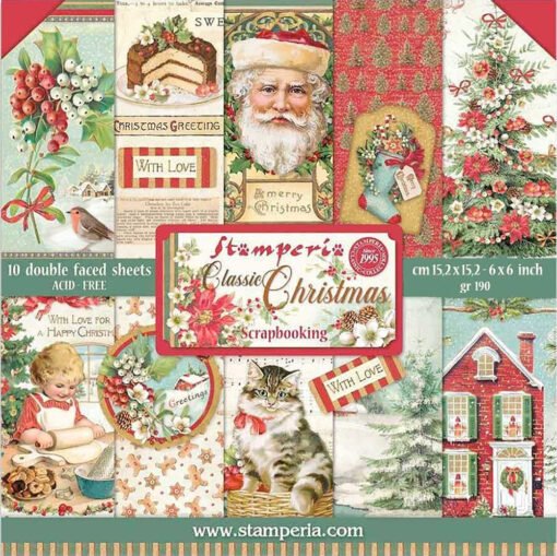 Stamperia Papel de Scrapbooking Classic Christmas 15x15cm