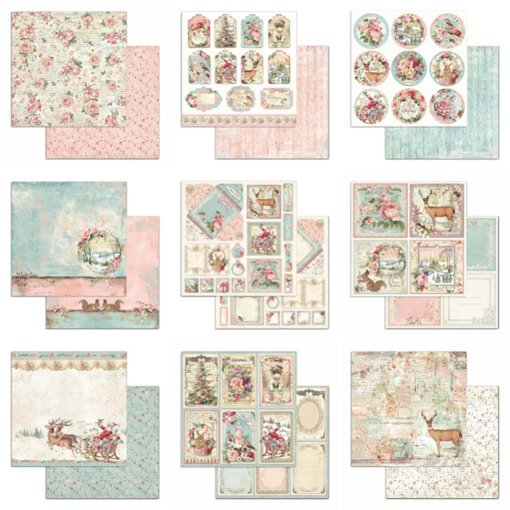 Stamperia Papel de Scrapbooking Pink Christmas 30x30cm