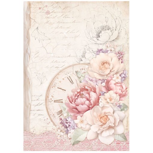 Stamperia Papel Arroz A4 Romance Forever - Clock