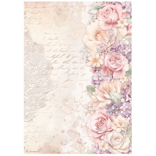 Stamperia Papel Arroz A4 Romance Forever - Floral Border