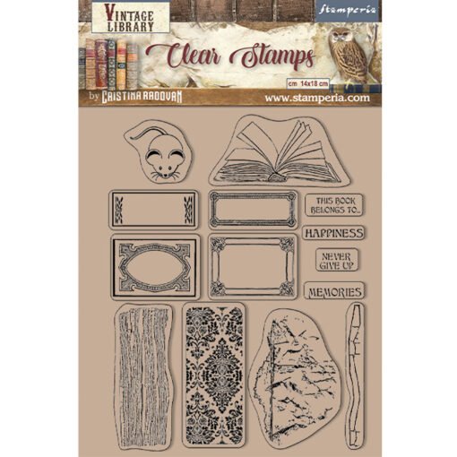 Stamperia Carimbos Vintage Library – Rótulos