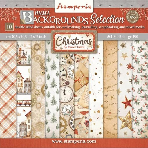 Stamperia Papel de Scrapbooking Gear up for Christmas Backgrounds 30x30cm