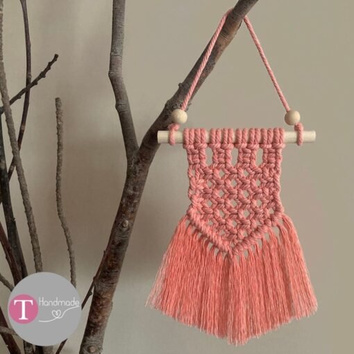 Decoração Macramé Rosa – 17cm