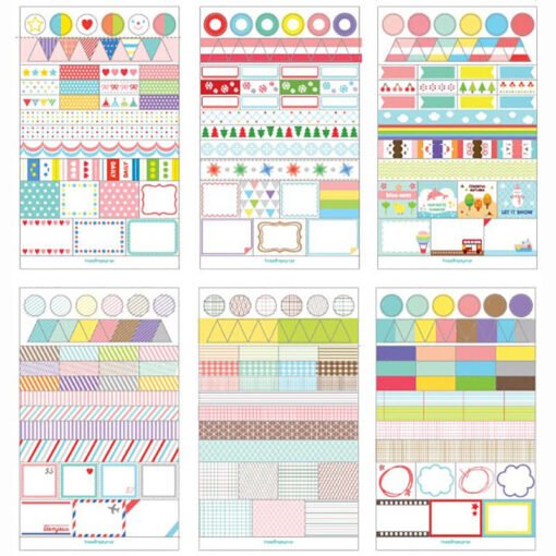 Conjunto de 6 Folhas com Adesivos de Diário