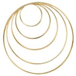 Conjunto de 5 Aros Redondos Metálicos Dourado Velho