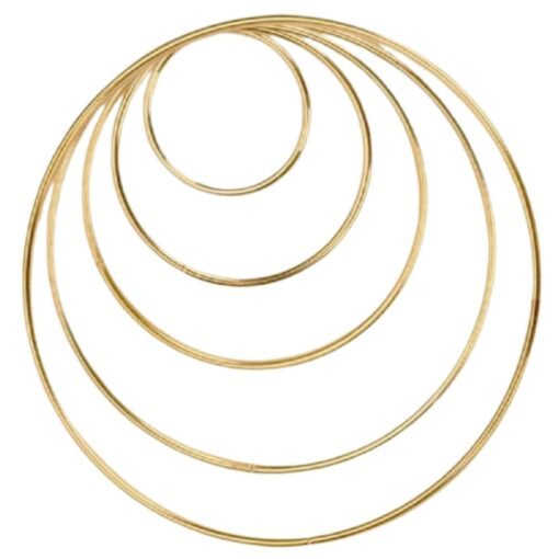 Conjunto de 5 Aros Redondos Metálicos Dourado Velho