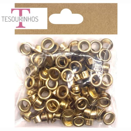 Ilhós Metalizados Dourados – 100 pcs