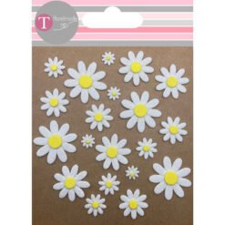 Margaridas em EVA Glitter Branco – 20 pcs